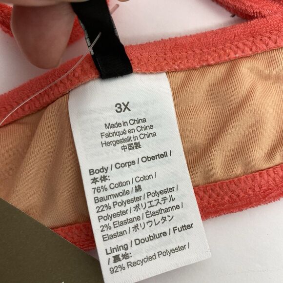 ⭐️ J Crew Bikini Top Swimsuit Double String Tie Triangle Sz 3X Terry Coral NWT - Picture 7 of 8